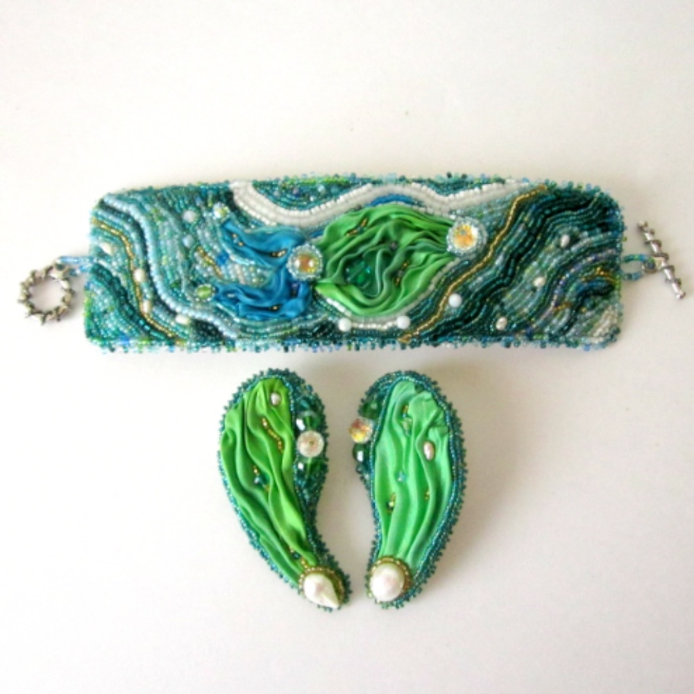 Mermaid Bracelet and Earring Set OOAK